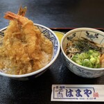 はまや - 天丼・小そば（冷）セット