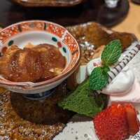 個室会席 北大路 日本橋茶寮 - わらび餅、最中アイス