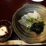 鮨 波やし - ［４回目］カワハギの刺身＋肝醤油