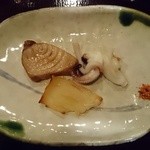 鮨 波やし - ［４回目］時計回りにマグロ・ゲソ・エイヒレの焼き物