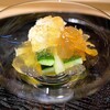 日本料理 研野 - 毛ガニ、蟹味噌にクラゲを土佐酢のジュレで。