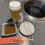 宮崎牛第一号指定店 焼肉の幸加園 - ビールで乾杯