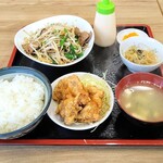 Shokudou Asadora - レバー炒め定食と唐揚げハーフ