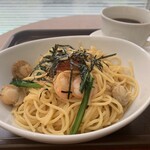 Kafedo Kurie - 海の幸と小松菜のバター醤油パスタ、ブレンドコーヒー（s）