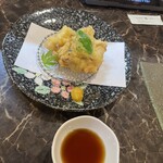 居酒屋 甚八 - とり天　ポン酢とからしで