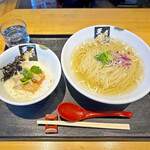 超純水採麺 天国屋 - 「鮮魚かけらーめん」と「茶漬け用真鯛とブリ白子めし」¥1,500