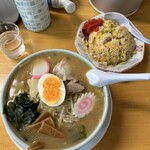 みたか食堂 - 味噌五目メン(半分) & 半チャーハン