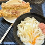 Kogane Seimensho - めんたい釜玉とちくわとゲソ天ぷら