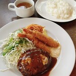 ハンバーグダイニング たくみ - 料理写真:ハンバーグとエビフライ(ﾚｷﾞｭﾗｰ)