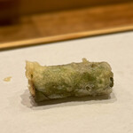 天婦羅 みやしろ - アスパラ天(根元)