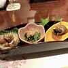 「花はん」別館 椿 - 蛍烏賊の沖漬け　葉山葵のお浸し　つぶ貝旨煮