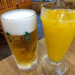 Toriyoshi Shouten - 生ビールとオレンジジュース