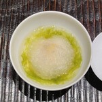 三分楼 - 自家製からすみ餅 磯辺出汁。美味し。