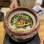三分楼 - 新生姜と旬魚の炊き込みご飯。美味し。