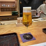 三分楼 - 生ビール。美味し。