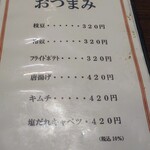 ぼてやん多奈加 - おつまみメニュー