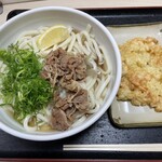 Te Uchi Udom Masa - 肉ぶっかけ特大＋天ぷら　ランチパスポートで800円