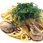 オールカフェ×タニタカフェ - 広島産牡蠣のレモンパスタ大葉のアクセントタリオリーニ(前菜・パン2種・ドルチェ・ドリンク付)¥1400　どれも美味いし雰囲気いいしで最高。食後隣の「オールラボ」にて割と高度な健康測定(無料)もできる。