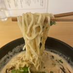 濃厚担担麺 博多 昊 - 麺はしなやかな玉子麺　好きなヤツでした♪