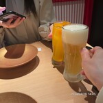 Teppan Jinja - 生ビールとみかん酒で乾杯
