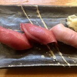 Sushi Izakaya Yataizushi - 本まぐろ三貫　本まぐろ祭り　ドリンクとセットで¥600-（税別）