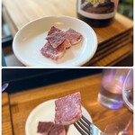 BEEF POINT - 自家製のビーフジャーキーをお味見にいただいて…
                      なにコレ？！(´⊙ω⊙`)
                      めちゃくちゃ柔らか〜〜〜いッビーフジャーキーではないですか♡(*´Д｀*)ｳﾏｰ！
                      ワイン泥棒の美味しさです(  ´艸`)♪