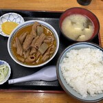 永井食堂 - もつ煮大盛定食半ライス