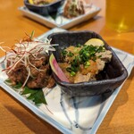 幸之友 - 【澄川バル】和牛のなめろうと鶏肝ポン酢(2024年4月)