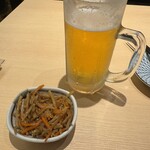 串かつとお酒 でんがな - 生ビールと突き出し