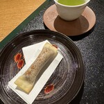 おかもと - 12.オレンジピールとアンコの春巻き、玉露。