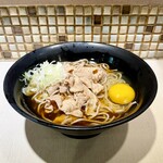 Ekisoba Hamasoba - 豚肉そば温・無料トッピング : たまご