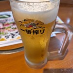 海鮮・寿司居酒屋 七福 - 生ビールは一番搾り。