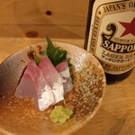 Robata Izakaya Nakano Seisakusho - お通しと中瓶ビール