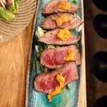 いがぐり食堂 - 牛のウニのせタリアータ