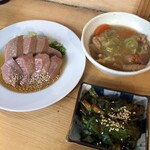 Kanda Motsuyaki Nonki - レバテキ　もつ煮込み　激辛ニラ太郎