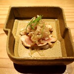 とり茶太郎 - 胸肉たたき2種（手前：ほろほろ鳥 & 奥：名古屋コーチン）