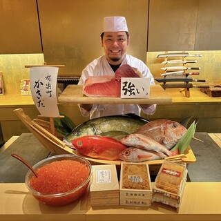 一本買い本マグロ等、新鮮な高級魚を使用。