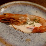 Uesuto Papa - アルゼンチン赤海老のミキュイ・海老味噌と自家製豆味噌と生クリームのソースを添えて