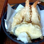 Sushi Sakana Dokoro Ajiro - エビ3尾に白身魚　茄子　かぼちゃ