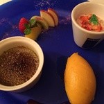 リストランテ・マッサ - ドルチェ　　　いちごのパンナコッタ、抹茶のクレームブリュレ、マンゴーのソルベ