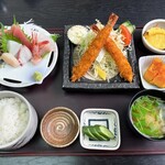 馳走屋 魚喜 - Aセット(刺身＆エビフライ)