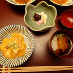 人形町今半 - ふわ玉ごはん＋味噌汁＋お新香