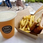 レストラン プティルッソ - 宮崎産どんぐり豚のカツサンドのハーフ&ポテト ¥950
