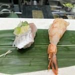立食い寿司 根室花まる - 鯵と海老