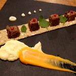 ウエストパパ - 鹿肉のリエットキューブ、クラッカーと共に