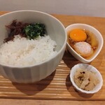 酒楽亭 空庵 - 鴨そぼろと玉子とじご飯調理前