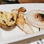 おやじの炉端ハンバーグ - 選べる野菜3種　じゃがいも　エリンギ　タマネギ