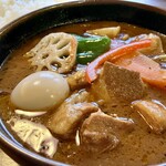 Nishi Tonden Doori Supu Kare Hompo - 豚の角煮(Soup・濃厚コク旨、Spicy・4、Rice・並盛)+クミン塩ざんぎ