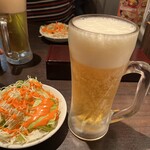 居酒屋インドカレー アジア料理チャンドラマ - ビール＆サラダ