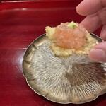 銀座 きた川 - 畳鰯の天ぷらと甘エビ